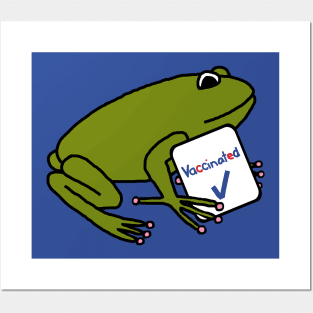 Cute Frog with Vaccinated Sign Posters and Art